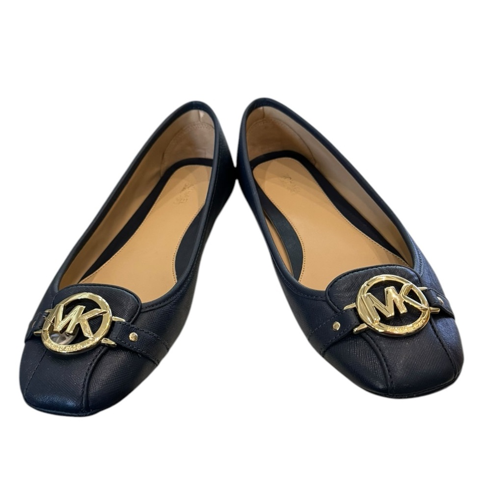 Michael Kors Women's Navy Leather Slp-on Ballet Flats 9 - Picture 3 of 8